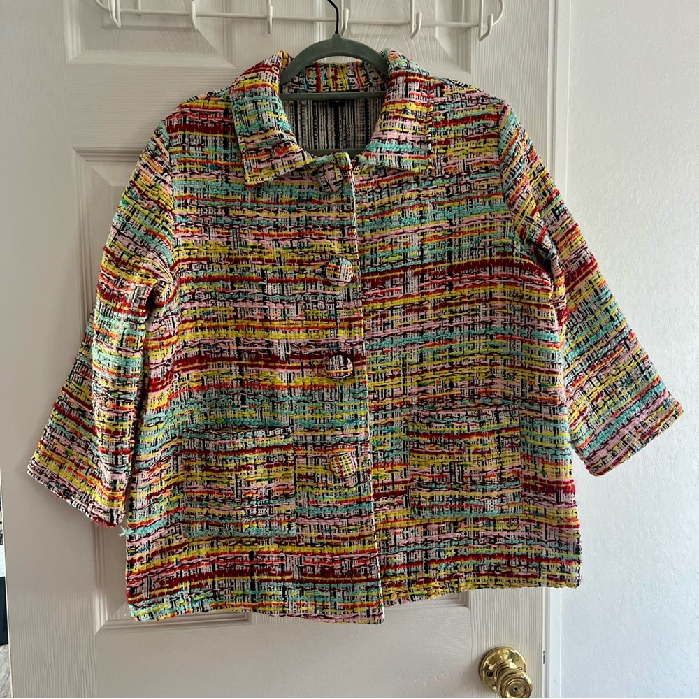 Colorful Tweed Jacket by Weavz Size Large Multi Color